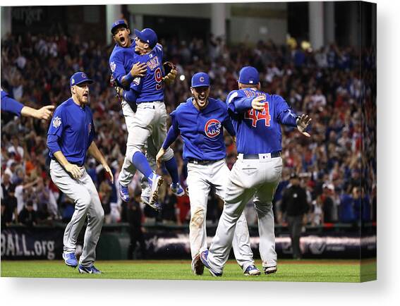 Anthony Rizzo and Kris Bryant Canvas Art Print by Ezra Shaw
