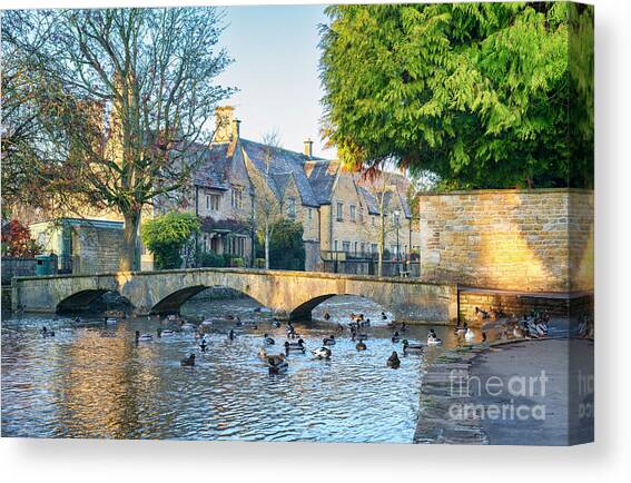 River Windrush in Bourton on the Water Canvas Art Print by Tim Gainey