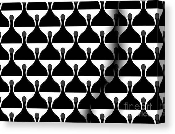Seamless Mid Century Modern Rounded Ogee Geometric Background Pattern Tileable Black And White Vintage Wallpaper Bead Curtain Motif Texture Monochrome Greyscale Retro Wave Backdrop Canvas Art Print by N Akkash