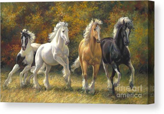 Majestic Horses Running in the Field Canvas Print