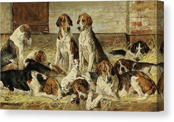 Hounds At Rest Canvas Art Print by John Emms
