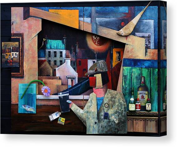 A View from the Pub Canvas Art Print by Val Byrne