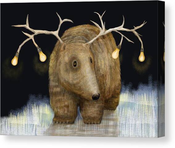 Bear with Glowing Antlers Canvas Print