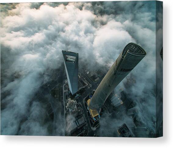 Heavenly View Of Shanghai Canvas Art Print by Stan Huang
