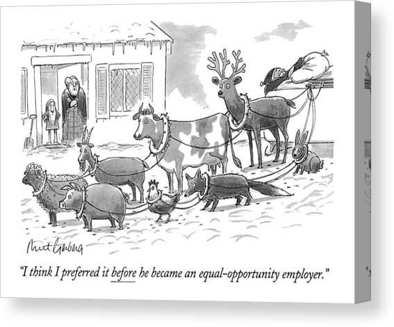 I Think I Preferred It Before He Became An Canvas Art Print by Mort Gerberg