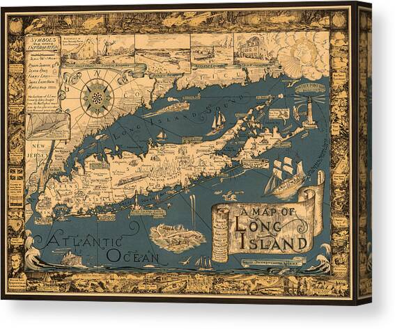 Map of Long Island Canvas Art Print by Andrew Fare