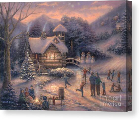 Skating by Twilight Canvas Art Print by Chuck Pinson