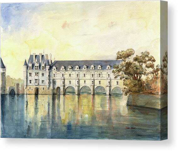 Chateau Reflection on Water Canvas Print