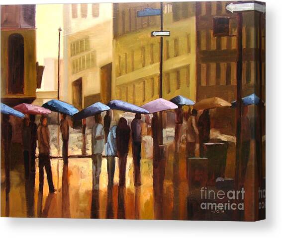 Rain in Manhattan number seventeen Canvas Art Print by Tate Hamilton