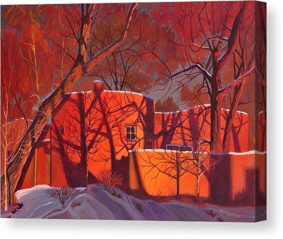 Evening Shadows on a Round Taos House Canvas Art Print by Art West