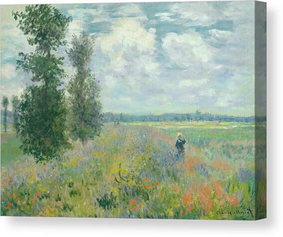 Poppy Fields near Argenteuil by Claude Monet Canvas Art Print by Mango Art