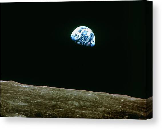Earthrise Over Moon #1 Canvas Art Print by Science Photo Library