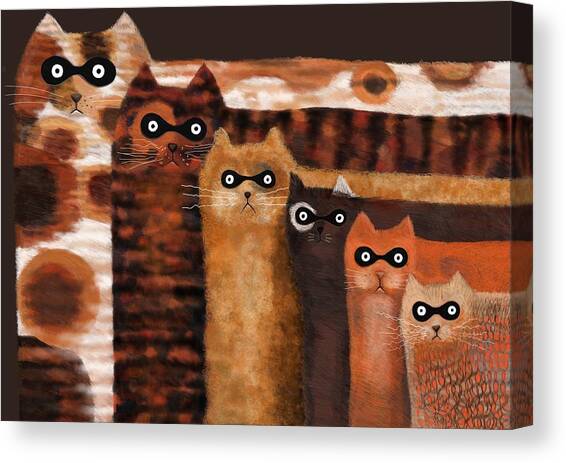Quirky Cats with Masked Faces Canvas Print