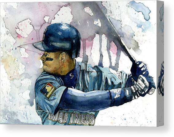Ken Griffey Jr. Canvas Art Print by Michael Pattison