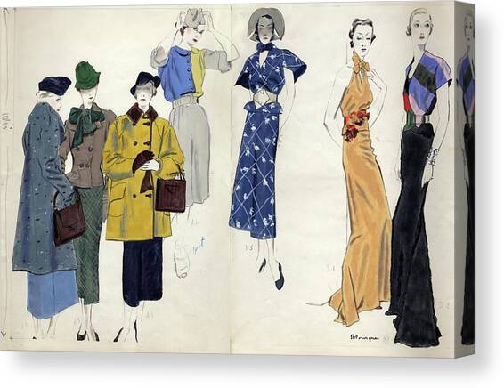 Models Wearing Schiaparelli Canvas Art Print by Pierre Mourgue