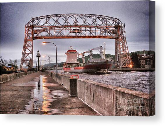 Sailing Through The Duluth Aerial Lift Bridge Canvas Art Print by Duluth To Door County Photography