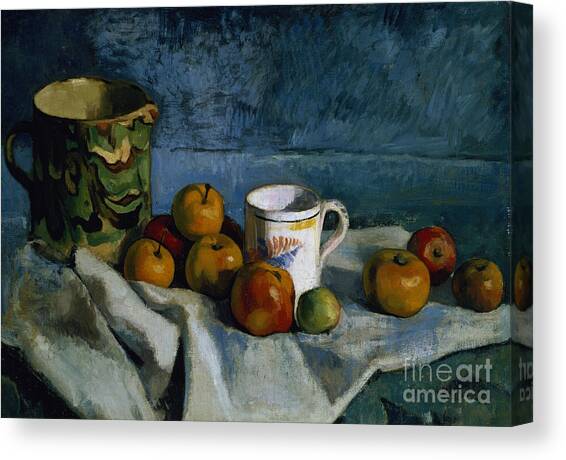 Paul Cezanne, Still Life with Apples Cup and Pitcher Canvas Art Print by Paul Cezanne