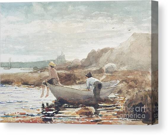 Boys on the Beach Canvas Art Print by Winslow Homer