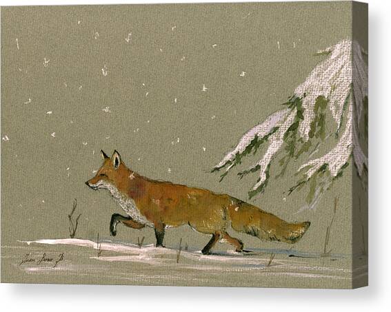 Fox in a Winter Landscape Canvas Print
