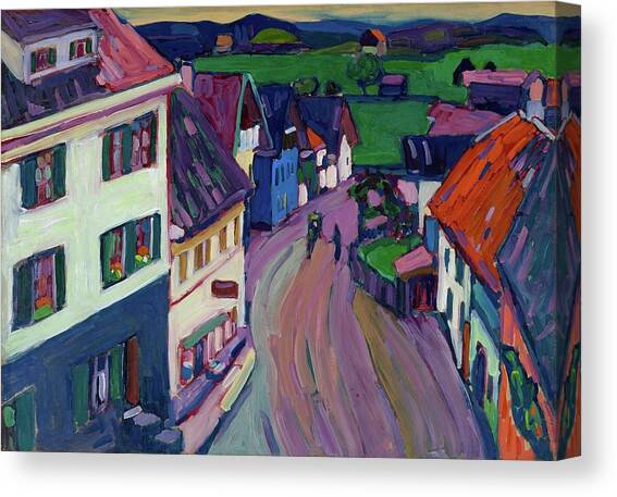 Murnau  View From The Window Of The Griesbrau Canvas Art Print by Wassily Kandinsky