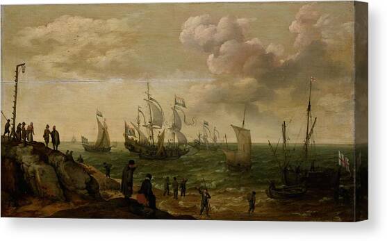 Ships along the Shore. Canvas Art Print by Adam Willaerts