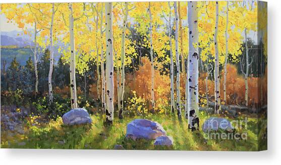 Golden Aspens in Sunlight Canvas Print
