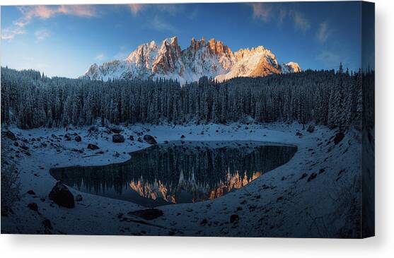 Snow-Capped Mountains at Sunrise Canvas Print