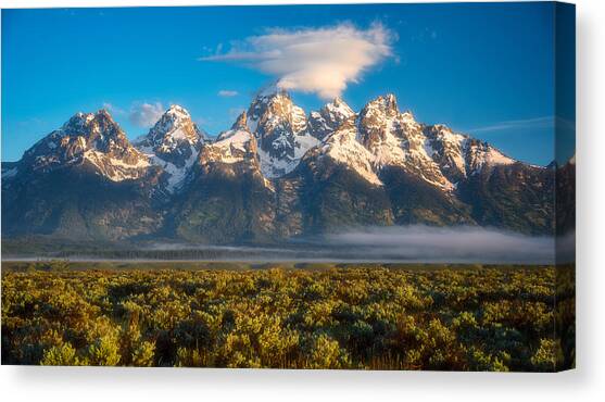 Fog at the Tetons Canvas Art Print by Darren White