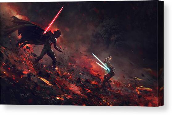 Vader vs Ahsoka Canvas Art Print by Exar Kun