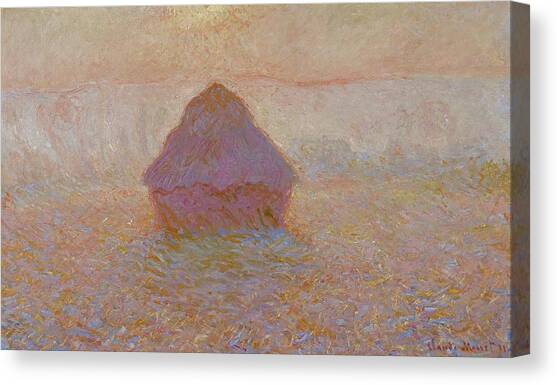 Grainstack-sun In The Mist Canvas Art Print by Claude Monet