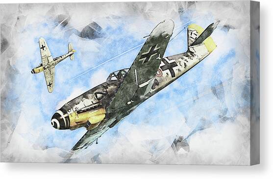 Messerschmitt BF 109K4 - 03 Canvas Art Print by AM FineArtPrints