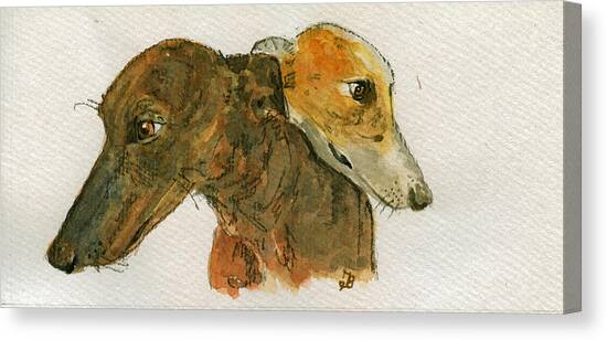 Two Greyhounds in Profile Canvas Print