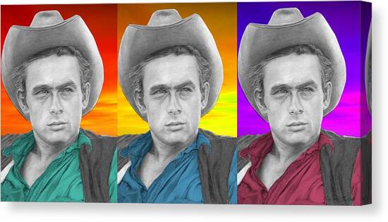 James Dean - 3up One Print Canvas Art Print by Alexander Gilbert