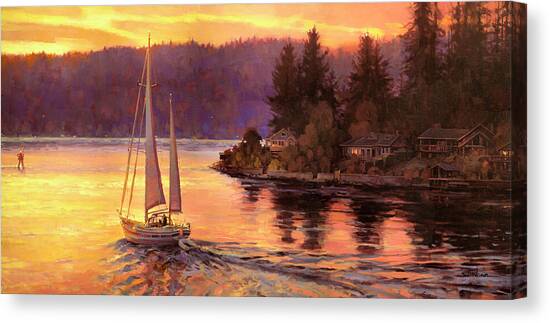 Sailing on the Sound Canvas Art Print by Steve Henderson