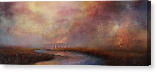 Misty Riverbend at Dusk Canvas Print