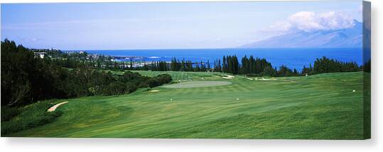 Golf Course At The Oceanside, Kapalua Canvas Art Print by Panoramic Images