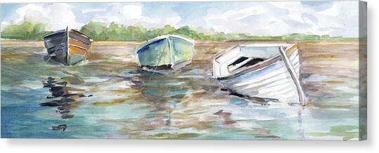 Caught At Low Tide Canvas Art Print by Carol Robinson