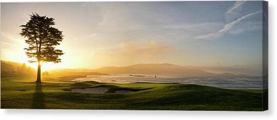 18th Hole With Iconic Cypress Tree #2 Canvas Art Print by Panoramic Images