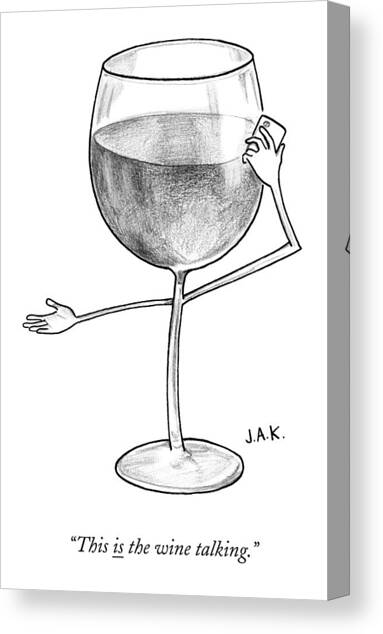 A Glass Of Red Wine Speaks On The Phone Canvas Art Print by Jason Adam Katzenstein