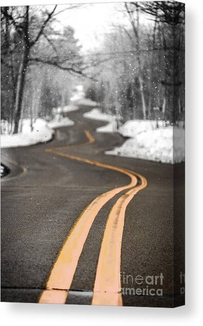 A Winter Drive Over A Winding Road Canvas Art Print by Duluth To Door County Photography