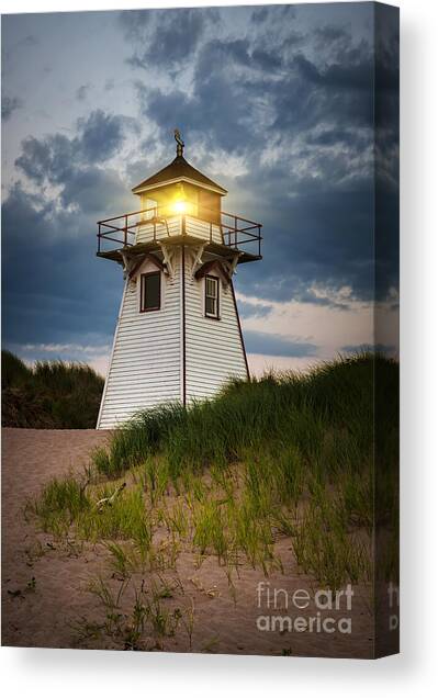 Dusk at Covehead Harbour Lighthouse Canvas Art Print by Elena Elisseeva