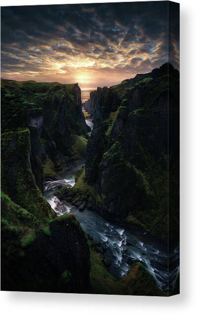 Sunset Over Canyon River Canvas Print