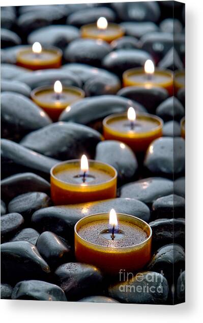 Serene Candlelit Stones Canvas Print