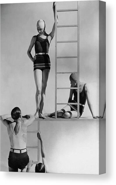 Models Wearing Bathing Suits Canvas Art Print by George Hoyningen-Huene