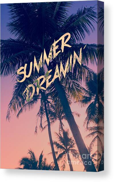 Summer Dreamin Tropical Island Palm Trees Sunrise Canvas Art Print by Beverly Claire Kaiya