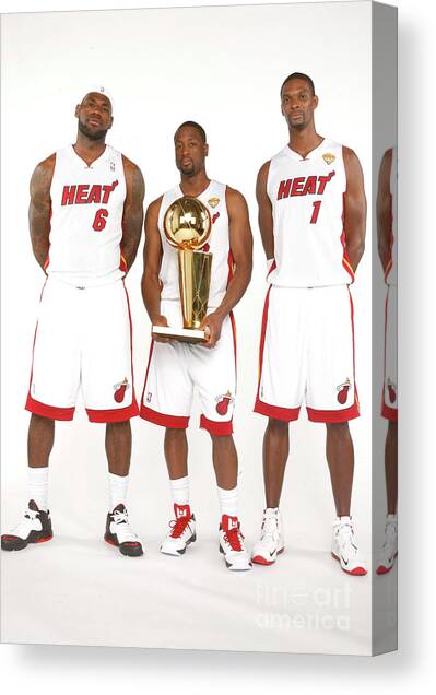 Dwyane Wade, Chris Bosh, and Lebron James #3 Canvas Art Print by Issac Baldizon