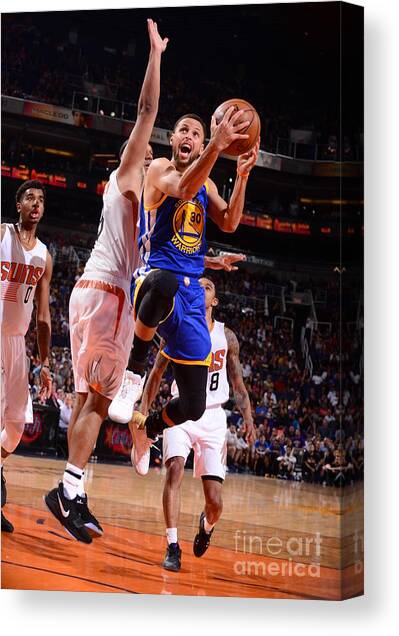 Stephen Curry Canvas Art Print by Barry Gossage