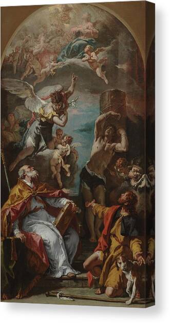 Glory Of The Virgin With The Archangel Gabriel And Saints Canvas Art Print by Sebastiano Ricci
