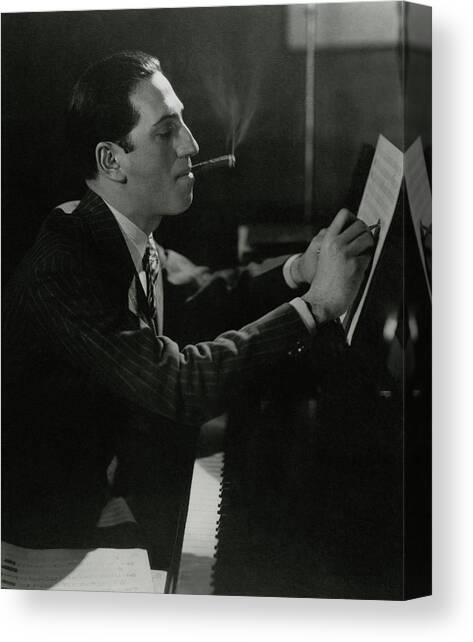 A Portrait Of George Gershwin At A Piano #1 Canvas Art Print by Edward Steichen