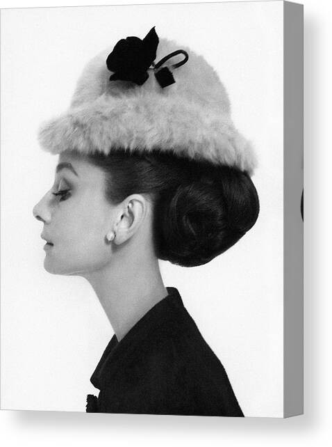 Audrey Hepburn Wearing A Givenchy Hat #2 Canvas Art Print by Cecil Beaton